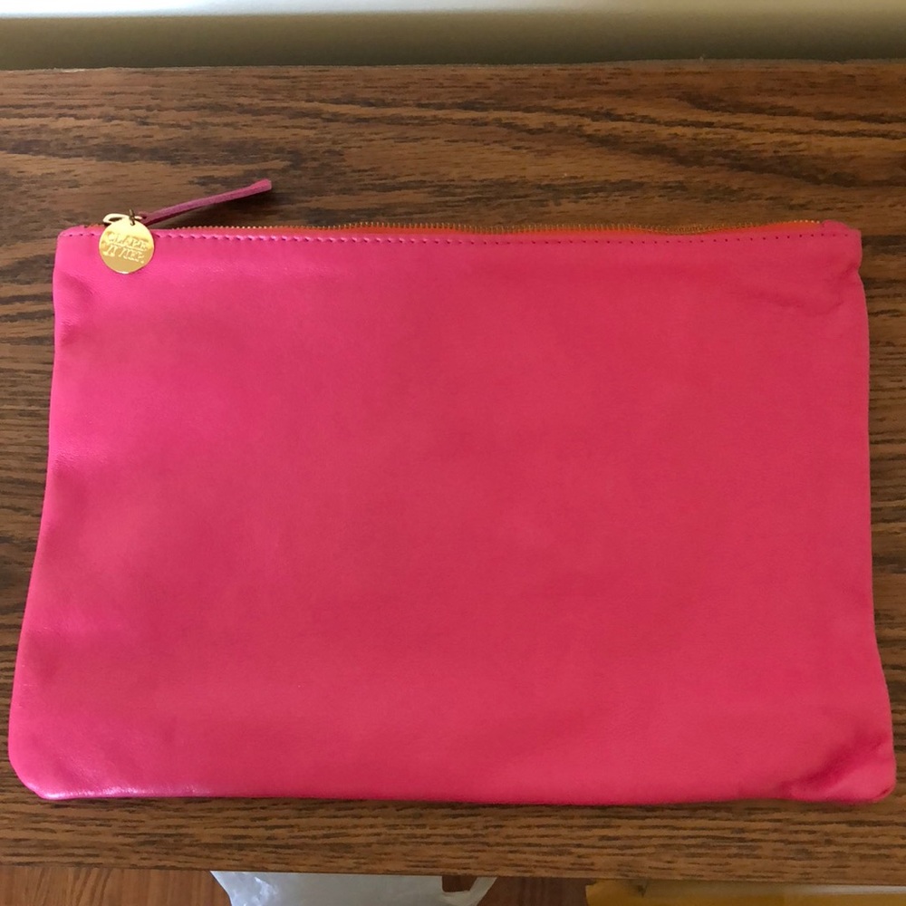 Clare Vivier Pink Leather Clutch NWT